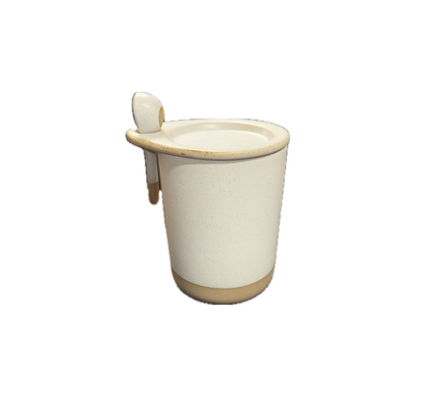 White Canister w/ Spoon, two sizes