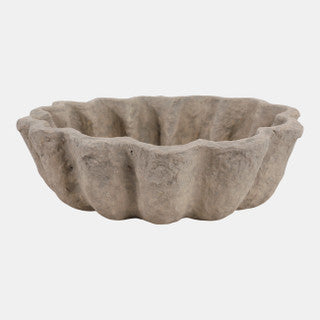 Fluted Paper Mache Bowl, Taupe