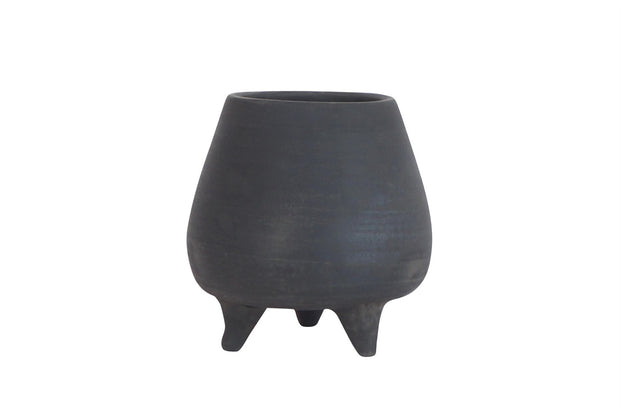 Black Terracotta Footed Planter