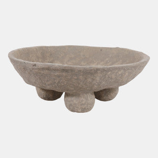 Paper Mache Knobby Footed Bowl, Taupe