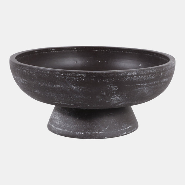 Terracotta Bowl On Pedestal, Brown
