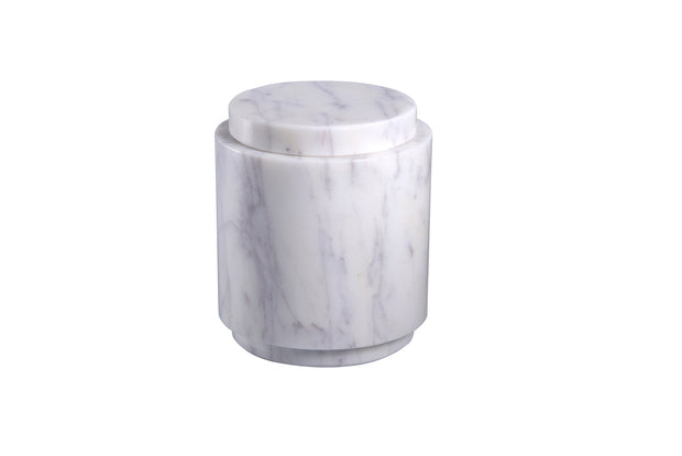 White Marble Canisters, two sizes