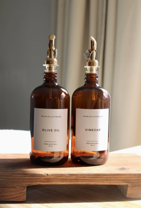 Amber Glass Cruet, Olive Oil