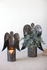 Rustic Metal Angel Candle Holders, Set of 2