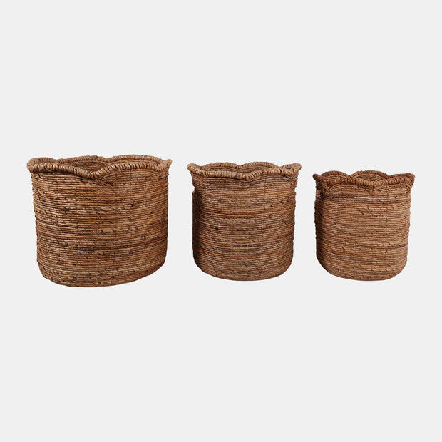 Scallop Edge Round Baskets, Natural, Large