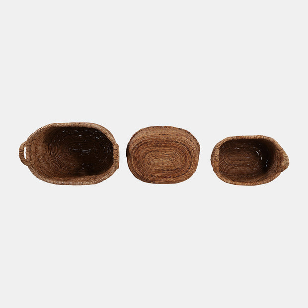 Scallop Edge Oval Baskets, Natural, Large