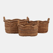 Scallop Edge Oval Baskets, Natural, Large
