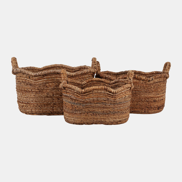 Scallop Edge Oval Baskets, Natural, Large