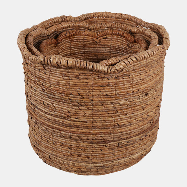 Scallop Edge Round Baskets, Natural, Large