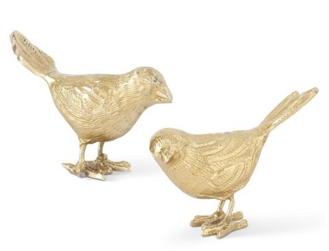 Antiqued Gold Songbirds, Set of 2