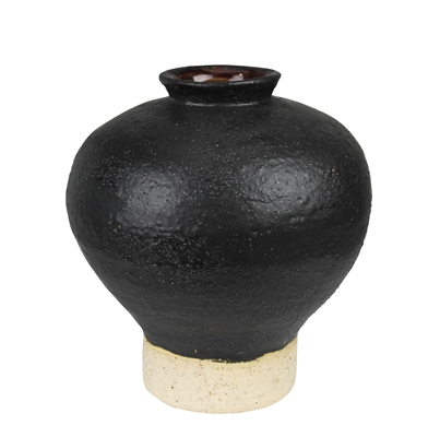Umbria Ceramic Vase, Black with Small Neck