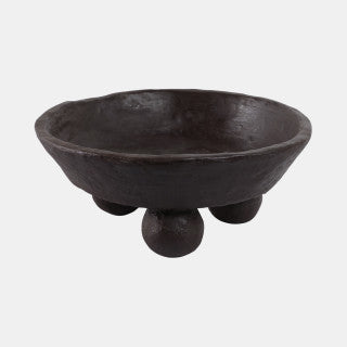Paper Mache Knobby Footed Bowl, Brown
