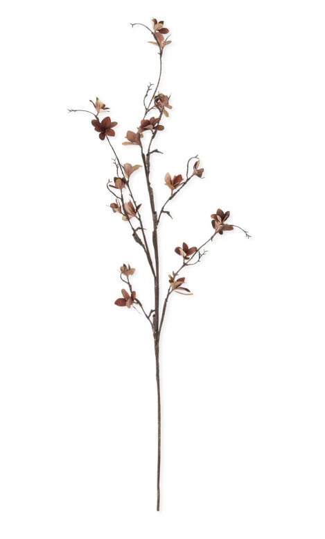 Burgundy Brown Magnolia Blossom Spray, 40"