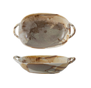 Stoneware Multicolor Serving Plate w/Handles