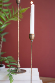 Antique Brass Taper Candle Holder, 16" Tall