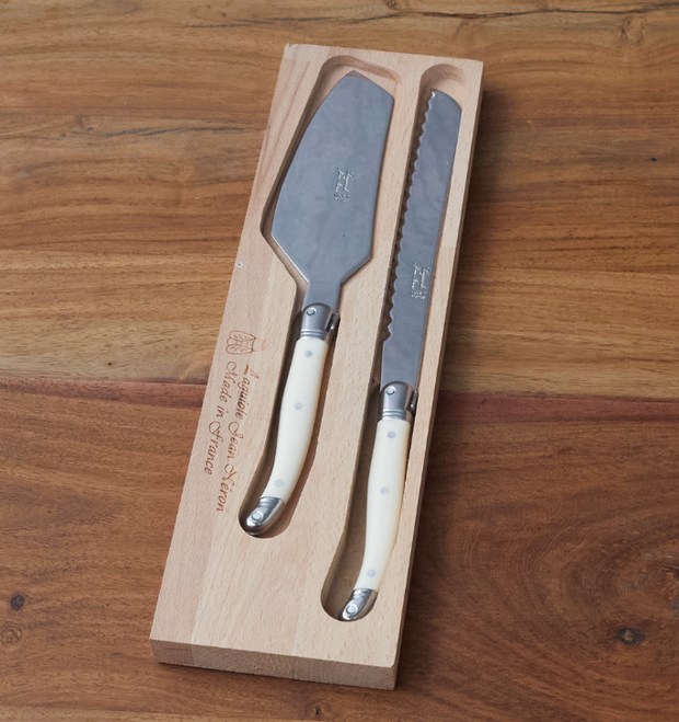 Laguiole Cake Serving Set in Wooden Gift Box, Ivory