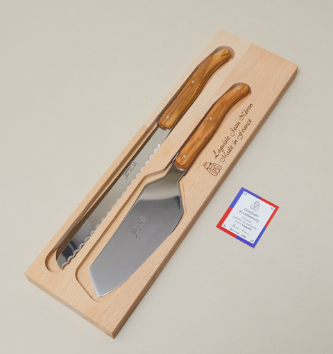 Laguiole Cake Serving Set in Wooden Gift Box, Olivewood