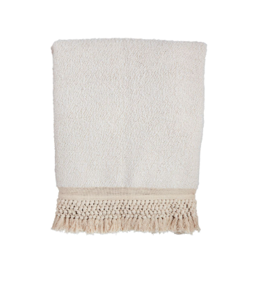 Tassel Throw Blanket, Cream
