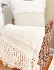 Tassel Throw Blanket, Cream