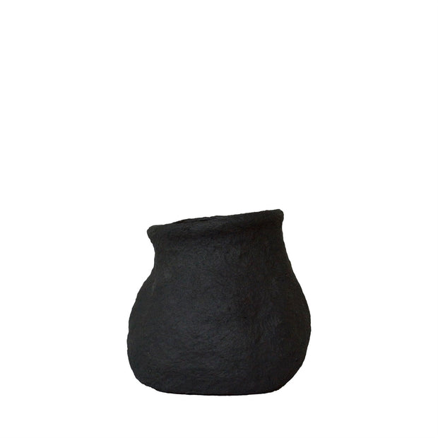 Black Recycled Paper Mache Pot, two sizes