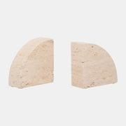 Half Dome Travertine Bookends, Set of 2