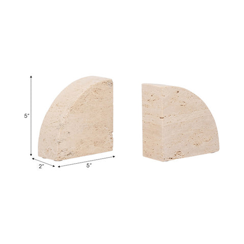 Half Dome Travertine Bookends, Set of 2