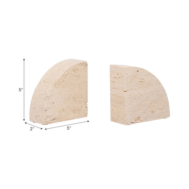 Half Dome Travertine Bookends, Set of 2