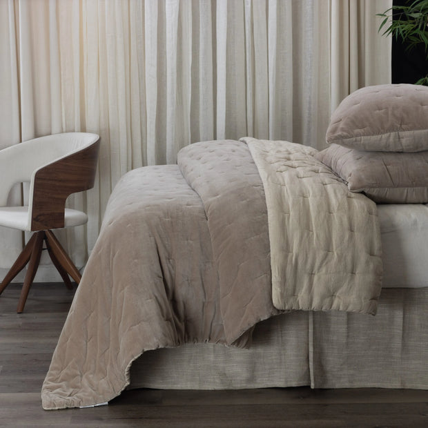 Mesa Mushroom Linen & Velvet Sham, Euro