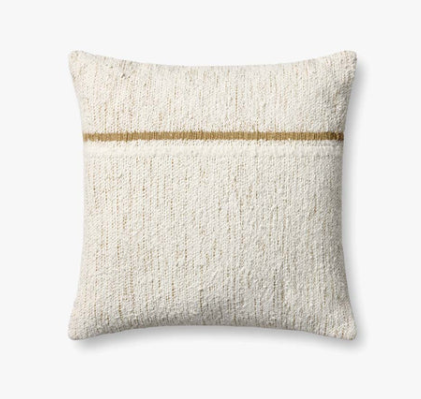 Ivory Gold Stripe Pillow, 22x22