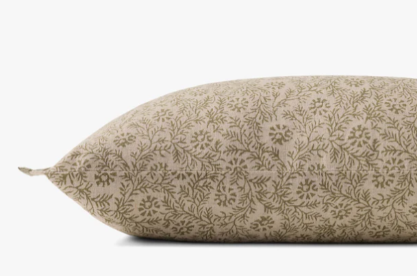Floral Green Lumbar Pillow, 13x21