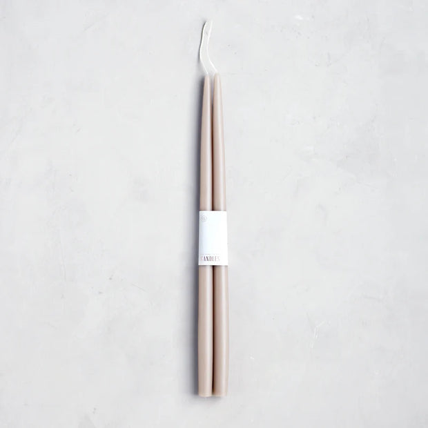 Dipped Taper Candle, Greige, 18"