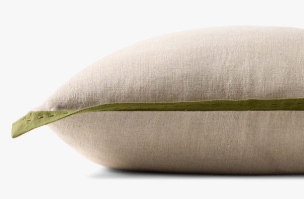Woven Natural Green Pillow, 18x18