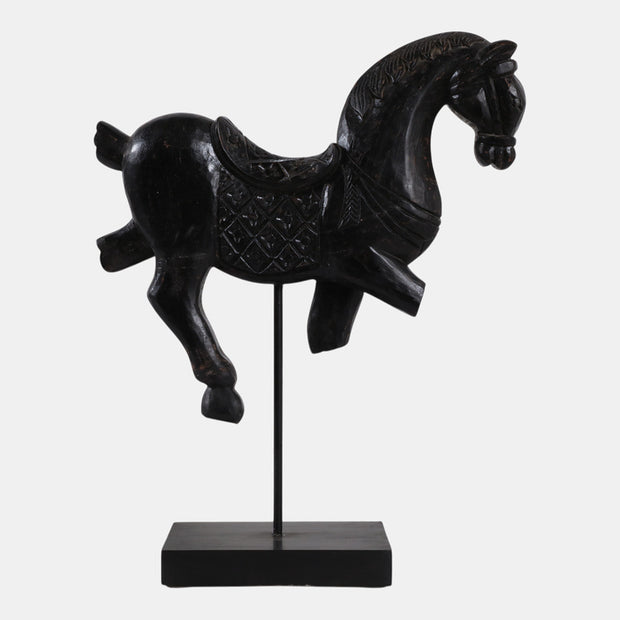 Horse on Stand, Antiqued Black