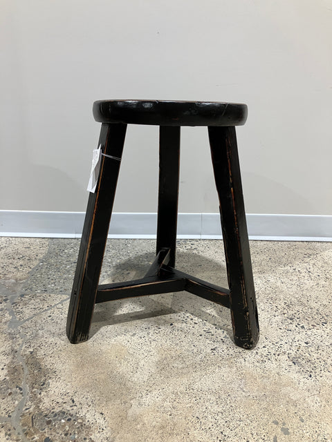 Vintage Black Stool, Round