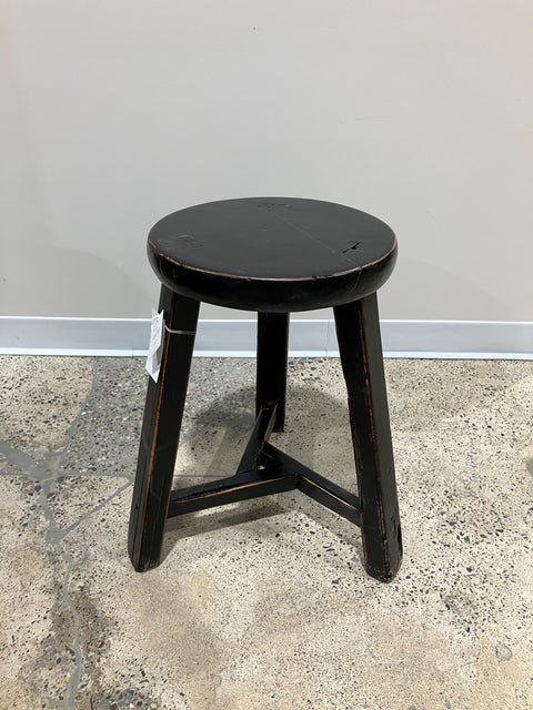 Vintage Black Stool, Round
