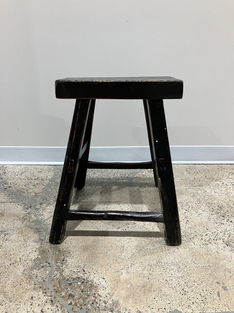 Vintage Black Stool, Rectangle, Large