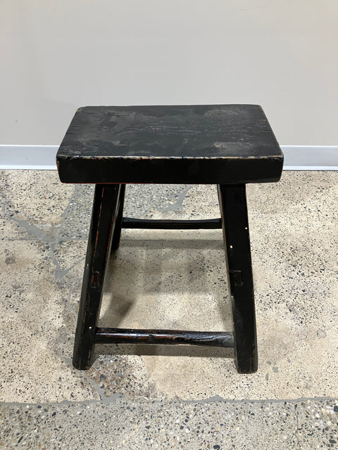 Vintage Black Stool, Rectangle, Large