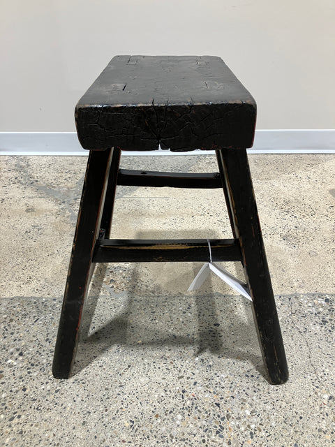 Vintage Black Stool, Rectangle, Large