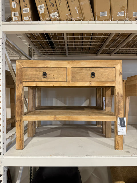 Reclaimed 2 Drawer Console w/ Shelf