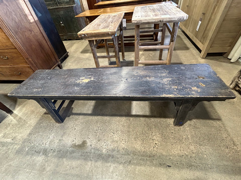 Vintage Chinese Large Bench, Weathered Black