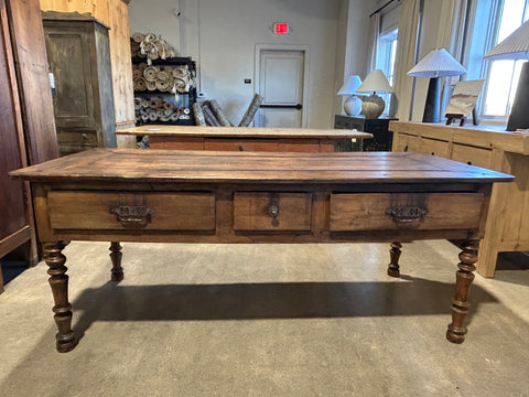 Vintage French Table w/Three Drawers
