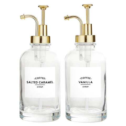 Glass Coffee Syrup Dispenser, Set of 2