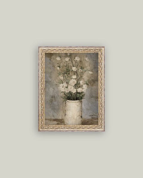 Long Stem White Roses Frame Art