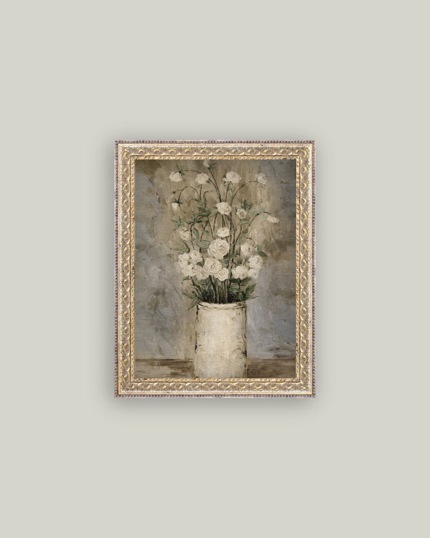 Long Stem White Roses Frame Art
