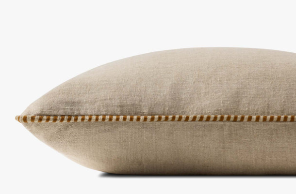 Woven Mustard Stripe Lined Pillow, 22x22