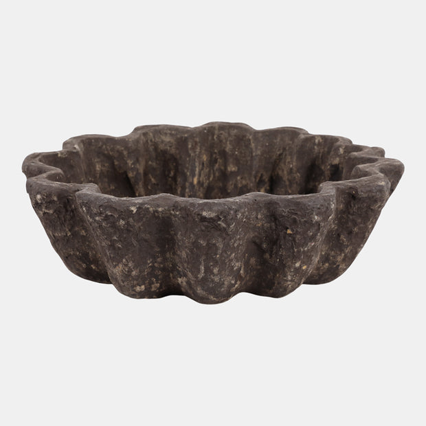 Fluted Paper Mache Bowl, Rustic Brown