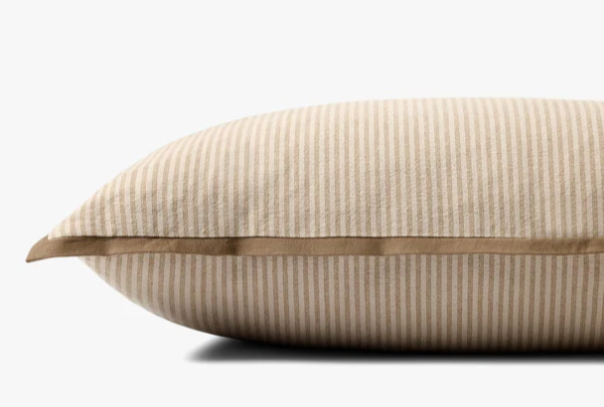 Woven Natural Brown Lumbar Pillow, 12x27