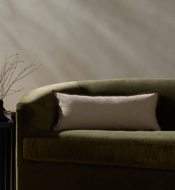 Woven Natural Brown Lumbar Pillow, 12x27