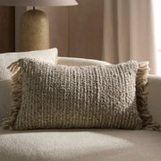 Angora Lumbar Pillow, Tan & Taupe, 16x24