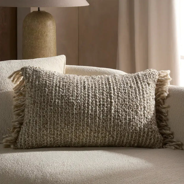 Angora Lumbar Pillow, Tan & Taupe, 16x24